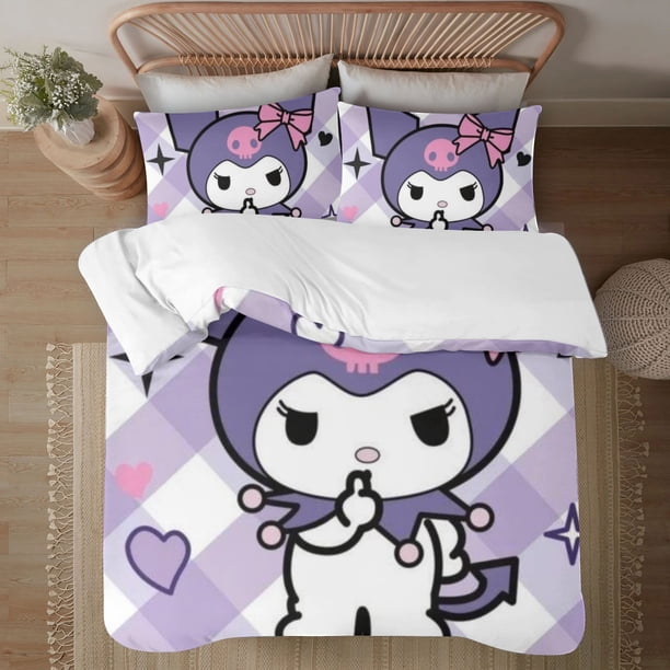 Kuromi Soft 3D Printed Duvet Cover Bedding Set with Comforter Cover 3 Piece Set