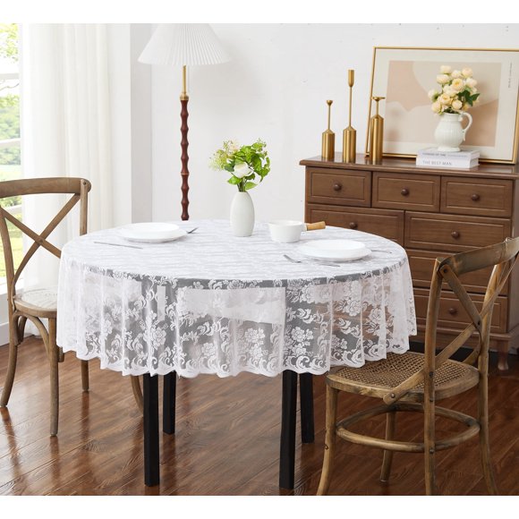 Mantel redondo vintage blanco 305 cm – LinenZone