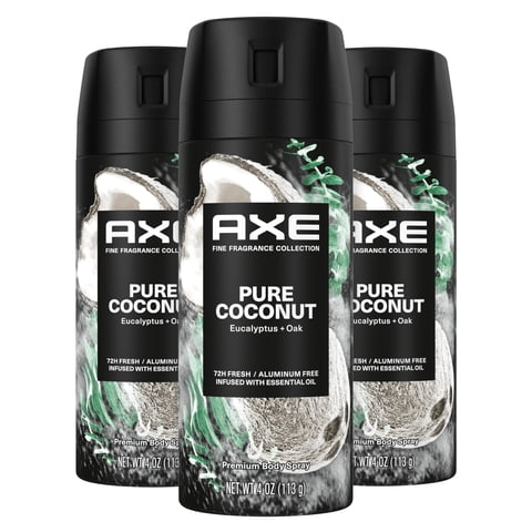 Desodorante Corporal En Aerosol Axe Fine Fragrance Pure Coconut 120 Ml (Paquete De 3)