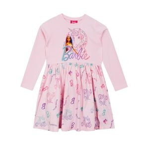 Vestido Barbie De Manga Corta Con Unicornio Para Patinadora Rosa Para Niñas 10