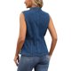 thumbnail image 3 of INSPIRE CHIC Chaleco de Mujer para Regreso a Clases, Chaleco de Mezclilla con Botones, Cuello con Solapa en Punta, Cintura Elástica, Chaquetas Sin Mangas de Jean XL Azul Oscuro, 3 of 6