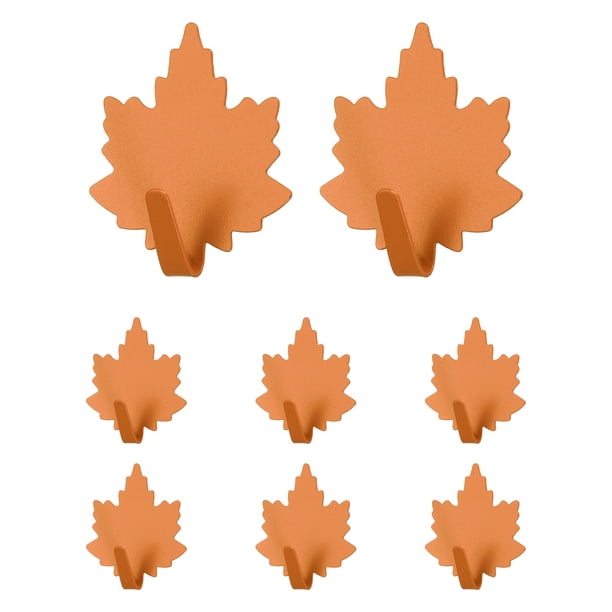 Uxcell 8 piezas de ganchos decorativos en forma de hoja, ganchos de pared adhesivos de metal para toallas, colgadores de pared resistentes para baño, cocina, hogar y oficina