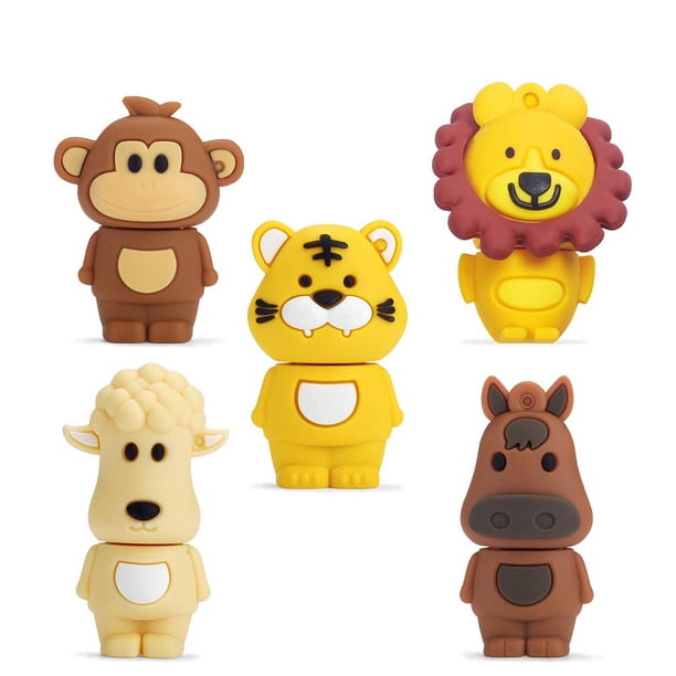 Unidad flash USB de 16 GB, paquete de 5 unidades, pinza con forma de pinza con forma de animal