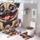 thumbnail image 1 of Pug-theme 4-Piece Shower Curtain Set with Rugs, Waterproof Bathroom Decor Set Includes Bath Mat, U-Shaped Rug, Toilet Lid Cover and Curtain with Hooks, 1 of 6