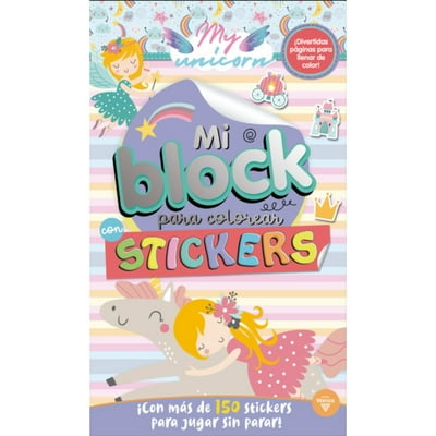 Block Para Colorear + Stickers Unicornios  Vertice