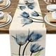 thumbnail image 5 of 1pc Blue Floral Long Table Runner 13x72 Inches, Kitchen Dinner Retro Tulip Flower Dining Table Runners, Long Dresser Scarf, Farmhouse Burlap Holiday Table Runner For Coffee/Dining/Party/Wedding, 5 of 5