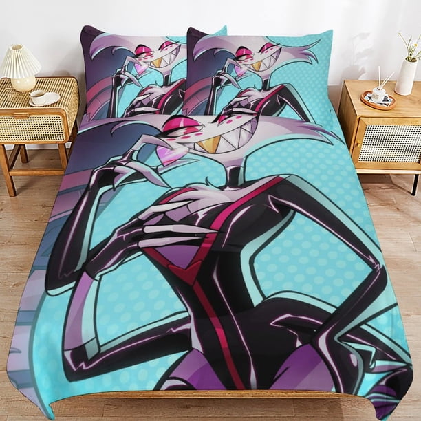 Hazbin Hotel Helluva Boss Bedding Set Duvet Cover Comfortable and Lightweight Cartoon Bedding 3 Piece Bed Set