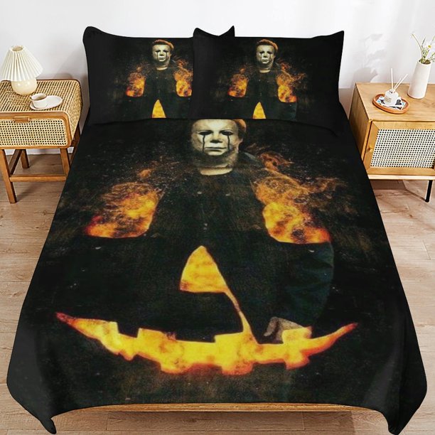 Michael Myers Halloween Duvet Cover Set 3 Piece Bedding Set Double Sided Printing Decorative Comforter Cover Set