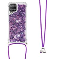 Funda Foxdock Para Samsung Galaxy A22 4G Con Cuerda Ajustable, Brillo Líquido, Protección Antigolpes Y Lente – Ideal Para Regalo