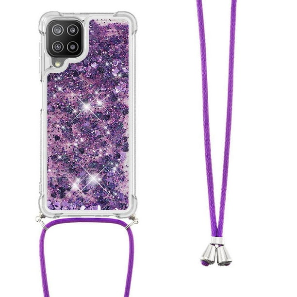 Funda FOXDOCK para Samsung Galaxy A22 4G con Cuerda Ajustable, Brillo Líquido, Protección Antigolpes y Lente – Ideal para Regalo