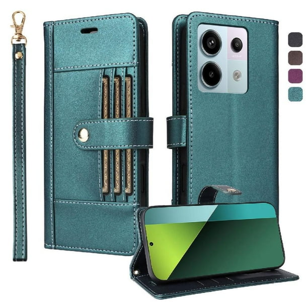 FOXDOCK Funda tipo Cartera para Xiaomi Redmi Note 13 Pro 5G – Cubierta de Cuero PU con Múltiples Ranuras, Bolsillo para Efectivo y Correa de Muñeca