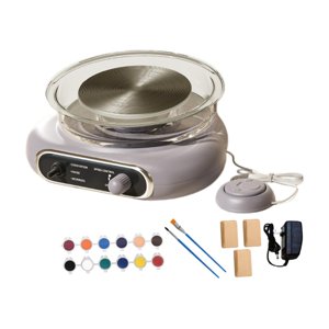 Magideal - Mini Kit De Rueda De Cerámica Con Pétal De Pie De Pétalos Ajustables Giradrones De Cerámica De Cerámica De Cerámica De Arcilla Eléctrica Para La Rueda Gris