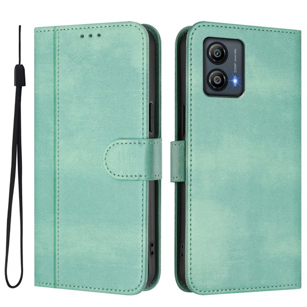 Funda Cartera para Motorola Moto G53 Protección 360° con Ranuras para Tarjetas y Soporte Verde claro