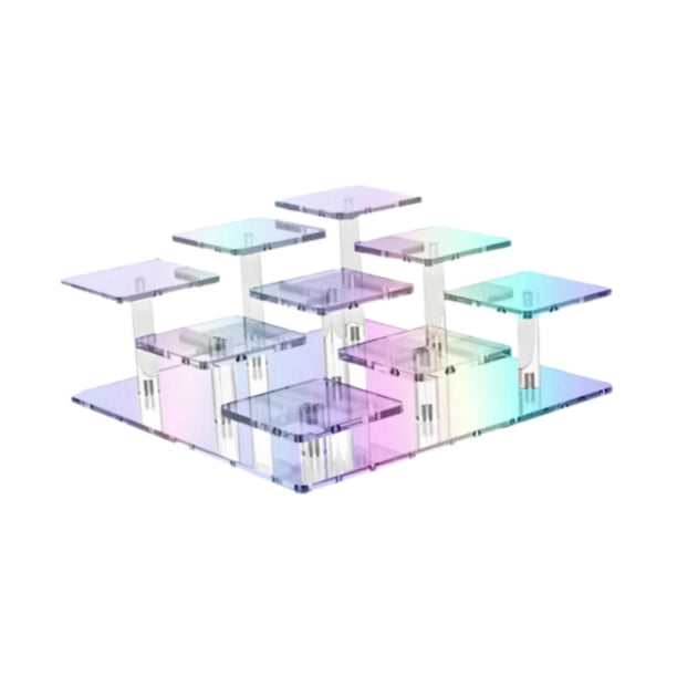 Soporte de exhibición acrílico, organizador de Perfume, estante resistente, elevador de exhibición de 9 niveles, soporte para magdalenas, cosméticos, Vistoso