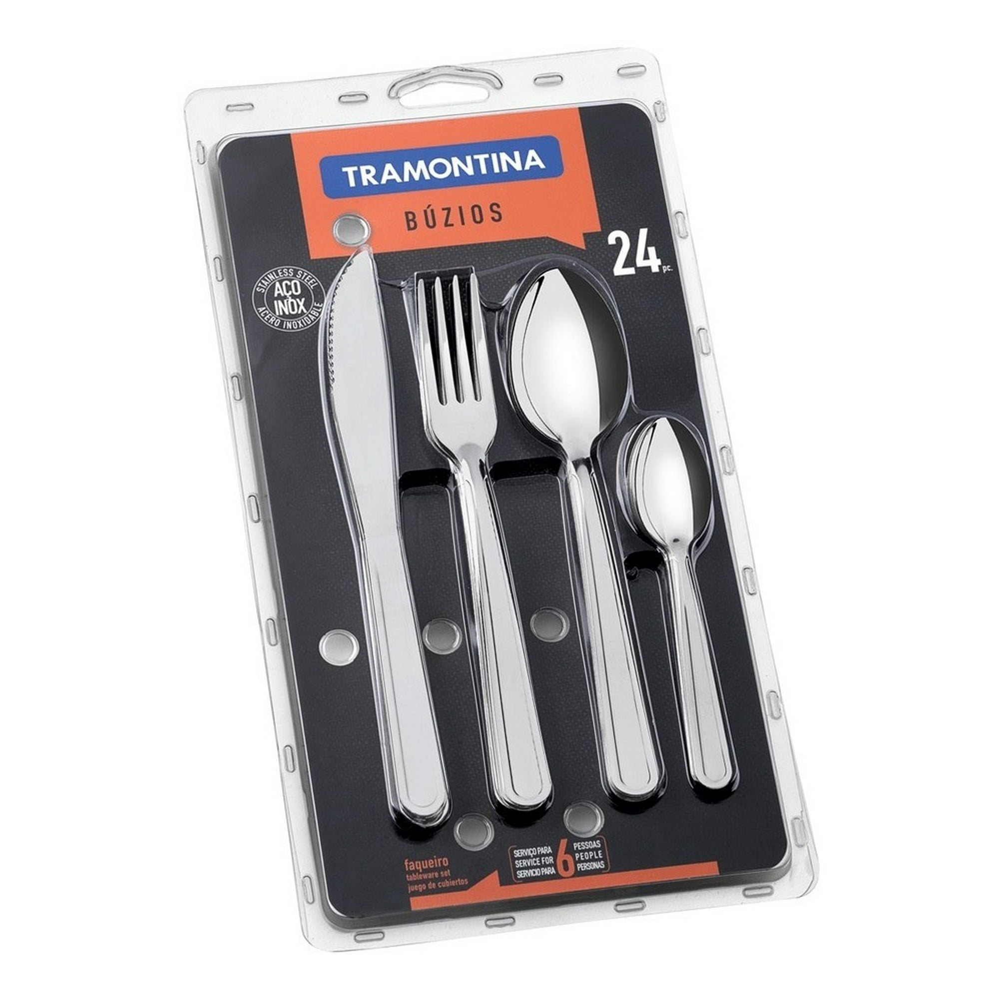 Tramontina - Juego Cubiertos 24 Piezas Buzios, Acero Inoxidable