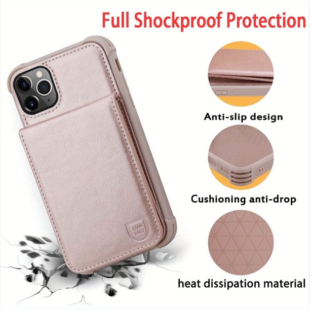 Leather Magnetic Wallet Case for iPhone 12/12 Pro - Shockproof, Credit Card Holder, Screen Protector & Kickstand Included!