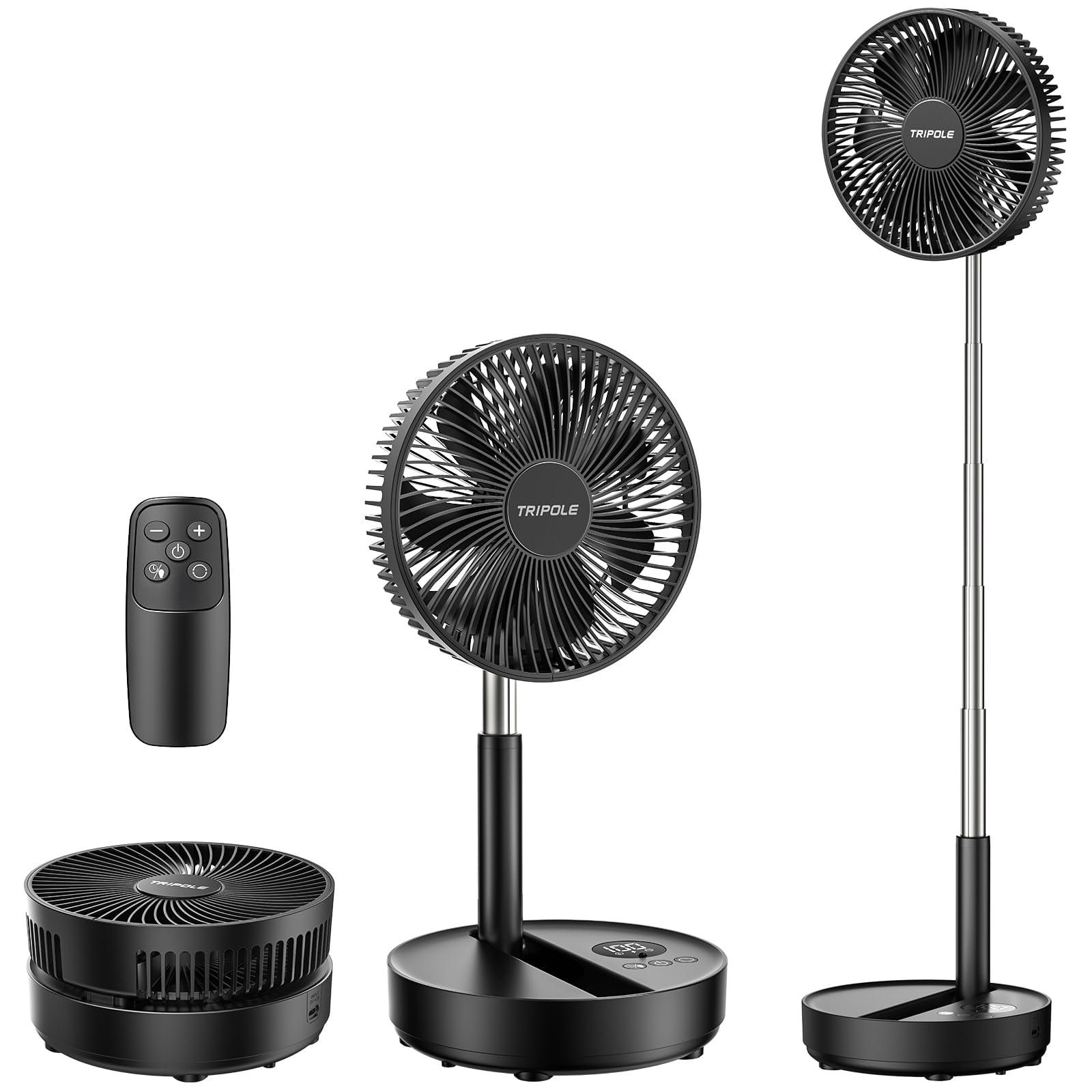 Ventilador Portátil Tripole De 8,1" Recargable, 8000 Mah, Con Control Remoto