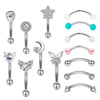 Magideal - Pendientes De Barra De Cejas, S De Cejas, De Cejas, Joyería De Perforación Curvada, De Cejas De Barra De Material Acero Inoxidable Para