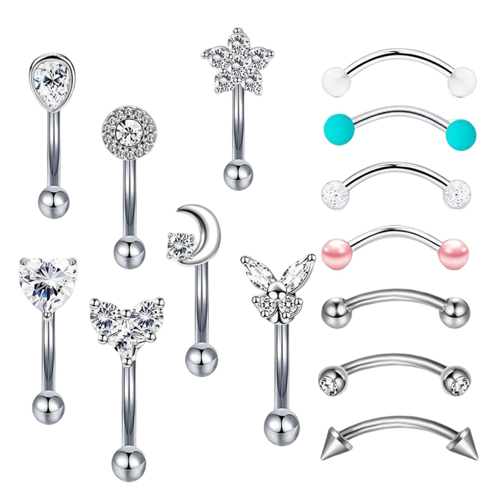 Magideal - Pendientes De Barra De Cejas, S De Cejas, De Cejas, Joyería De Perforación Curvada, De Cejas De Barra De Material Acero Inoxidable Para