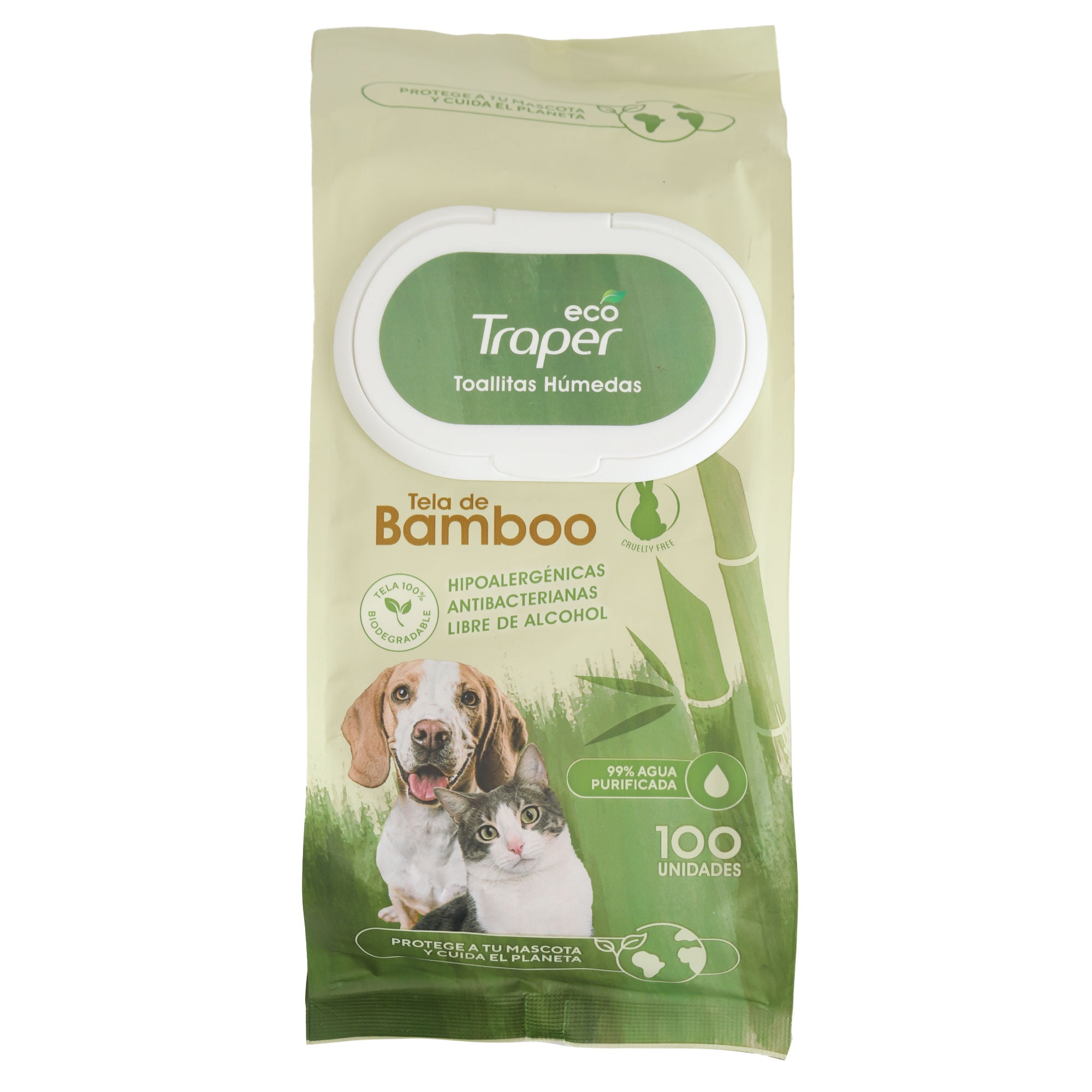 Traper - Toallitas Húmedas Para Mascotas De Bambu Eco