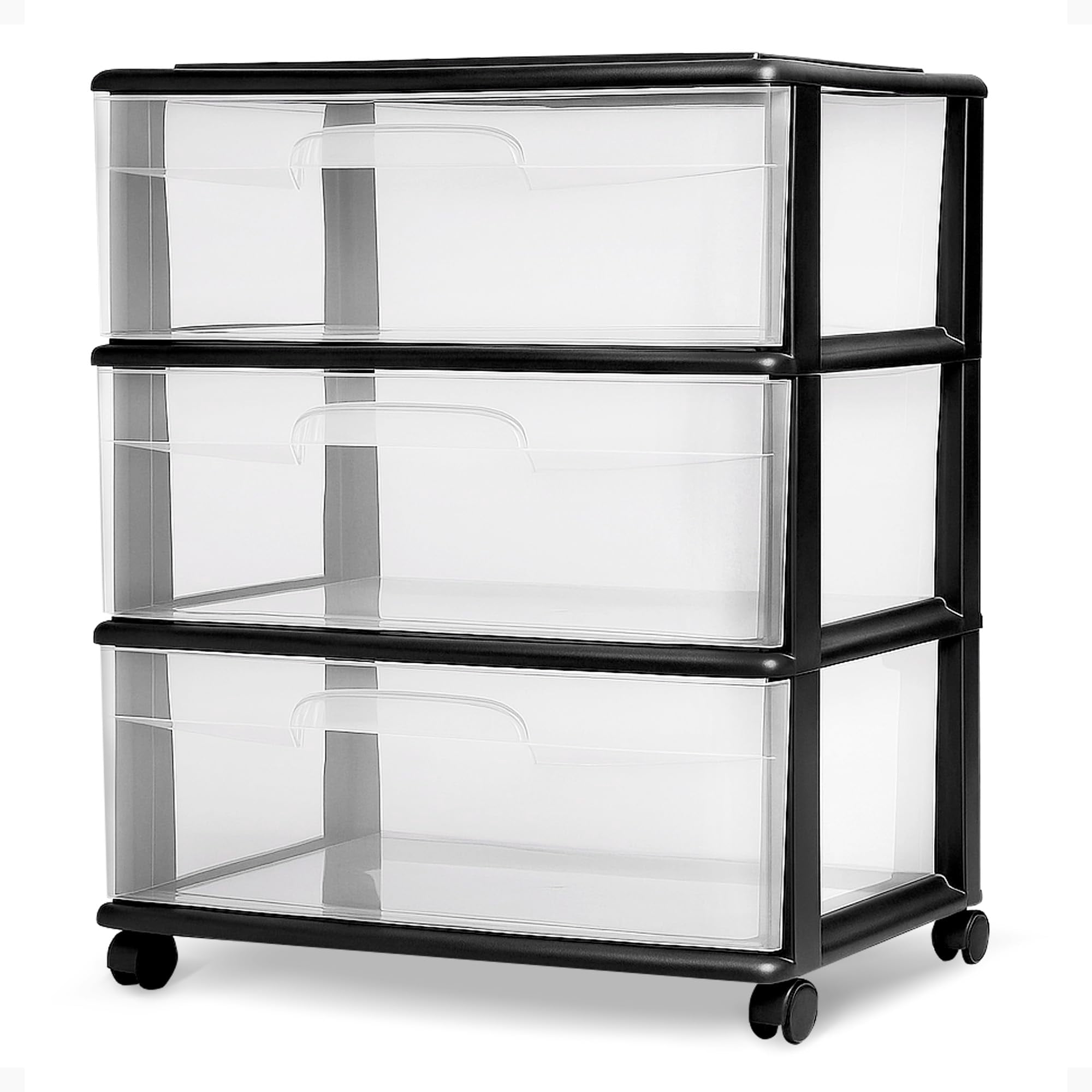 Carro Organizador De Almacenamiento Homz De Plástico Transparente De 3 Niveles Con Cajones