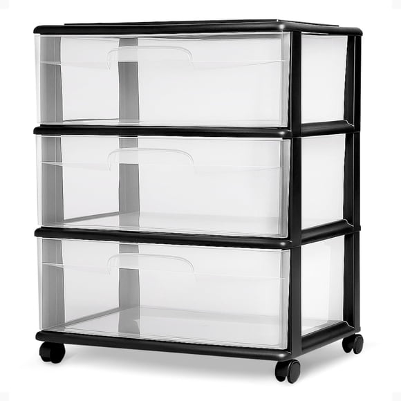 Carro organizador de almacenamiento HOMZ de plástico transparente de 3 niveles con cajones