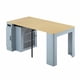 thumbnail image 4 of Mesa de comedor extensible con 3 hojas medias extraíbles, mesa móvil de isla rodante con toma de corriente, gabinete de ahorro de espacio con almacenamiento para el comedor, 4 of 6