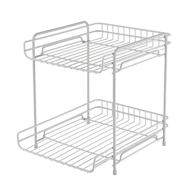 Organizador de gabinete de cocina, estante de encimera, estante de especias debajo del fregadero, organizador para dormitorio Blanco