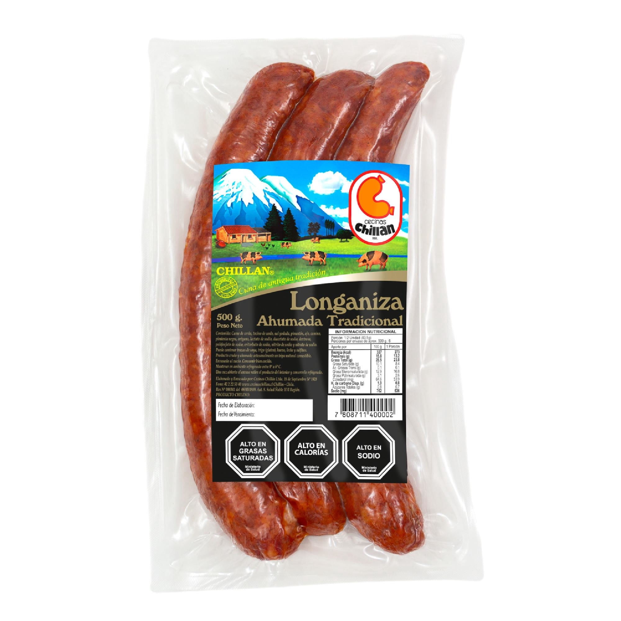 Longaniza Ahumada Tradicional Al Vacio 3 Un 500 g Chillán