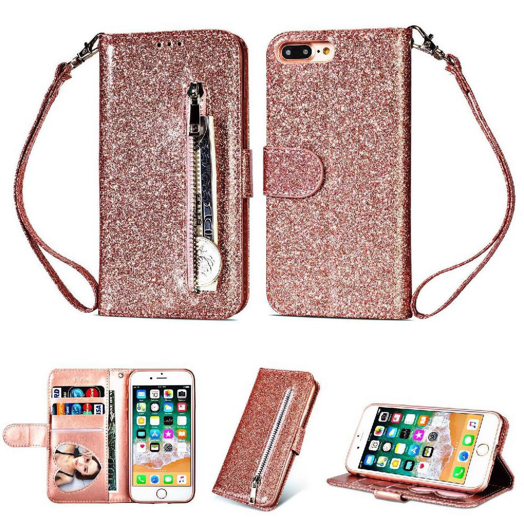 Foxdock - Funda Para Elegante Funda Iphone 7 Plus/iphone 8 Plus Glitter Con Cremallera-ideal Para El Uso Diario