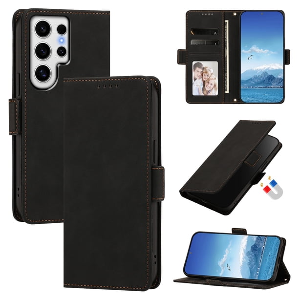 Funda Billetera Delgada para Samsung Galaxy S24 Plus/ S24+ con Ranuras y Soporte Negro