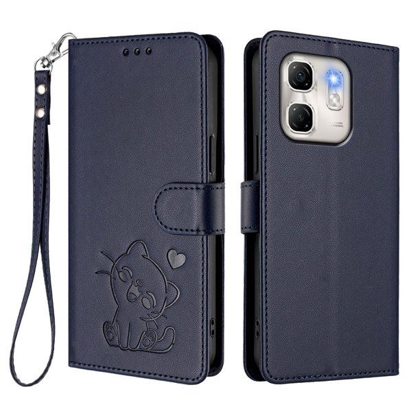 Infinix Hot 50i 4G Funda Billetera de Gato, Azul