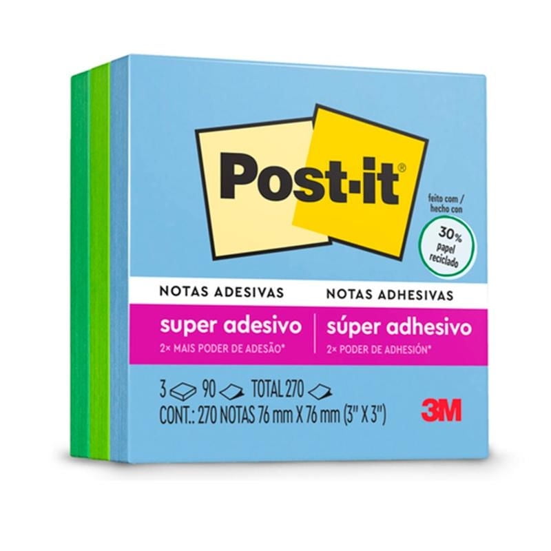 Nota Adhesiva Post-it Super Sticky Oasis 76x76mm 270 Hojas Post it