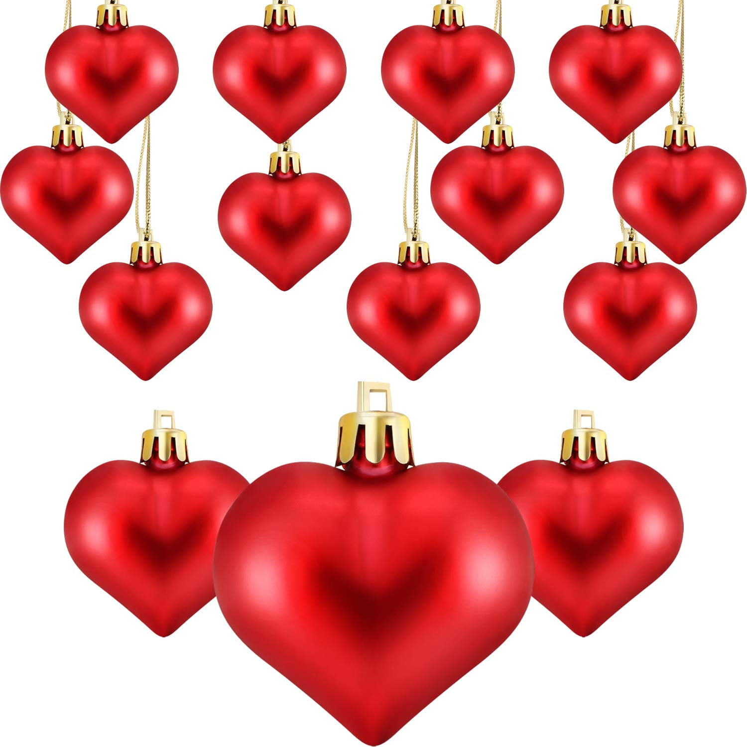 Frienda - Adornos Para Árbol De Navidad Con Forma De Corazón, 24 Unidades, Color Rojo