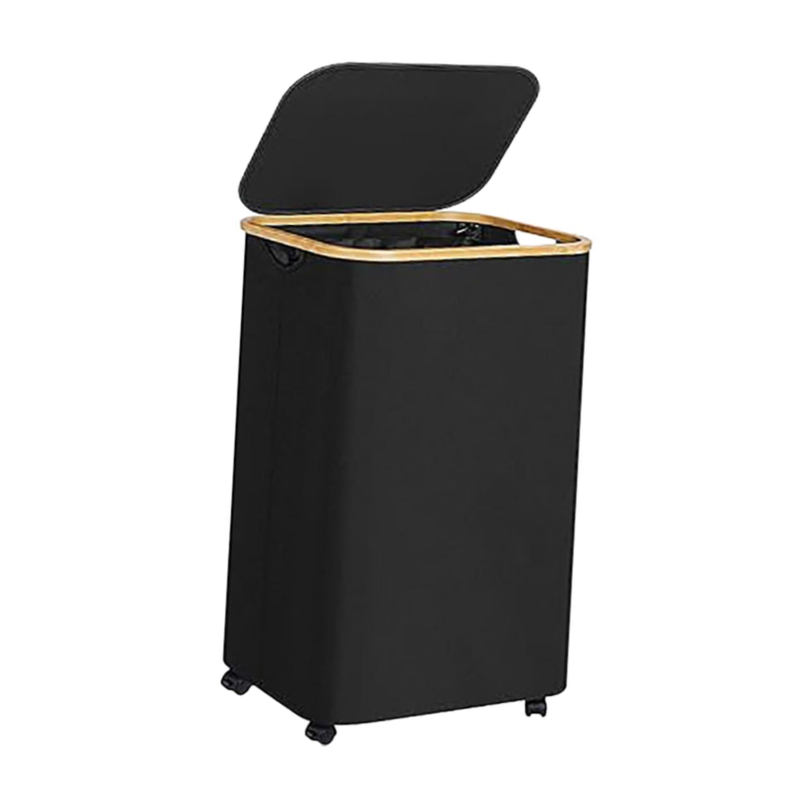 Bothyi - Cesta De Lavandería Con Ruedas Y Tapa, Organizador Plegable Para El Hogar, Mantas Y Baño, Color Negro