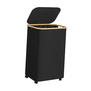 Bothyi - Cesta De Lavandería Con Ruedas Y Tapa, Organizador Plegable Para El Hogar, Mantas Y Baño, Color Negro
