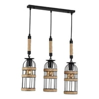 Genérico - Lampara Colgante Madera Metal Tipo Jaula 3 Focos Hogar Lau