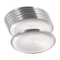 Bothyi - 6 Platos Llanos De Acero Inoxidable Redondos Para Barbacoa, Para El Hogar, Restaurante, Exterior, L