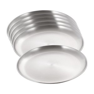 Bothyi - 6 Platos Llanos De Acero Inoxidable Redondos Para Barbacoa, Para El Hogar, Restaurante, Exterior, L