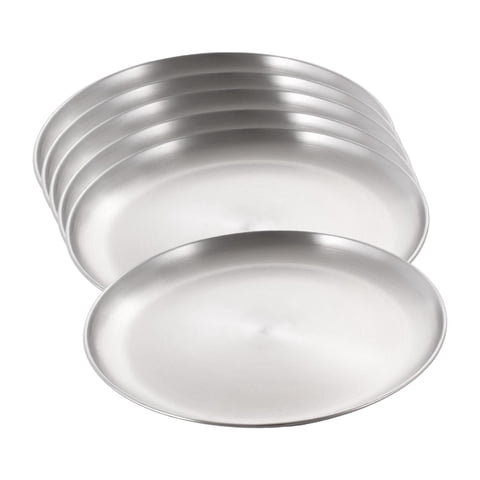 Bothyi - 6 Platos Llanos De Acero Inoxidable Redondos Para Barbacoa, Para El Hogar, Restaurante, Exterior, L