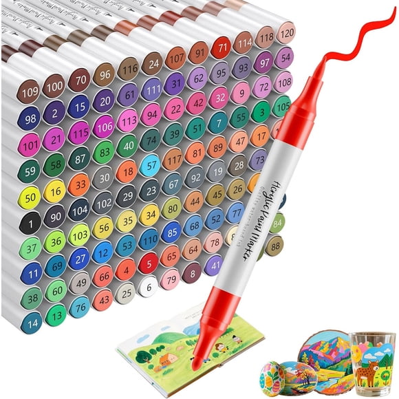 Marcadores acrílicos WELLOKB de 80 colores y doble punta