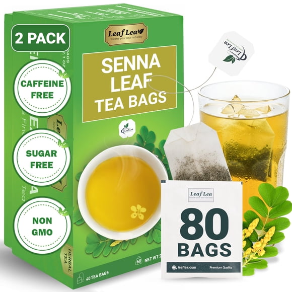 LeafLea Té de hojas de senna en bolsitas, 80 unidades, sin cafeína