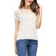 thumbnail image 1 of INSPIRE CHIC Día de San Valentín Blusa Casual de Mujer con Mangas Cortas Transparentes de Encaje Floral L Blanco, 1 of 7