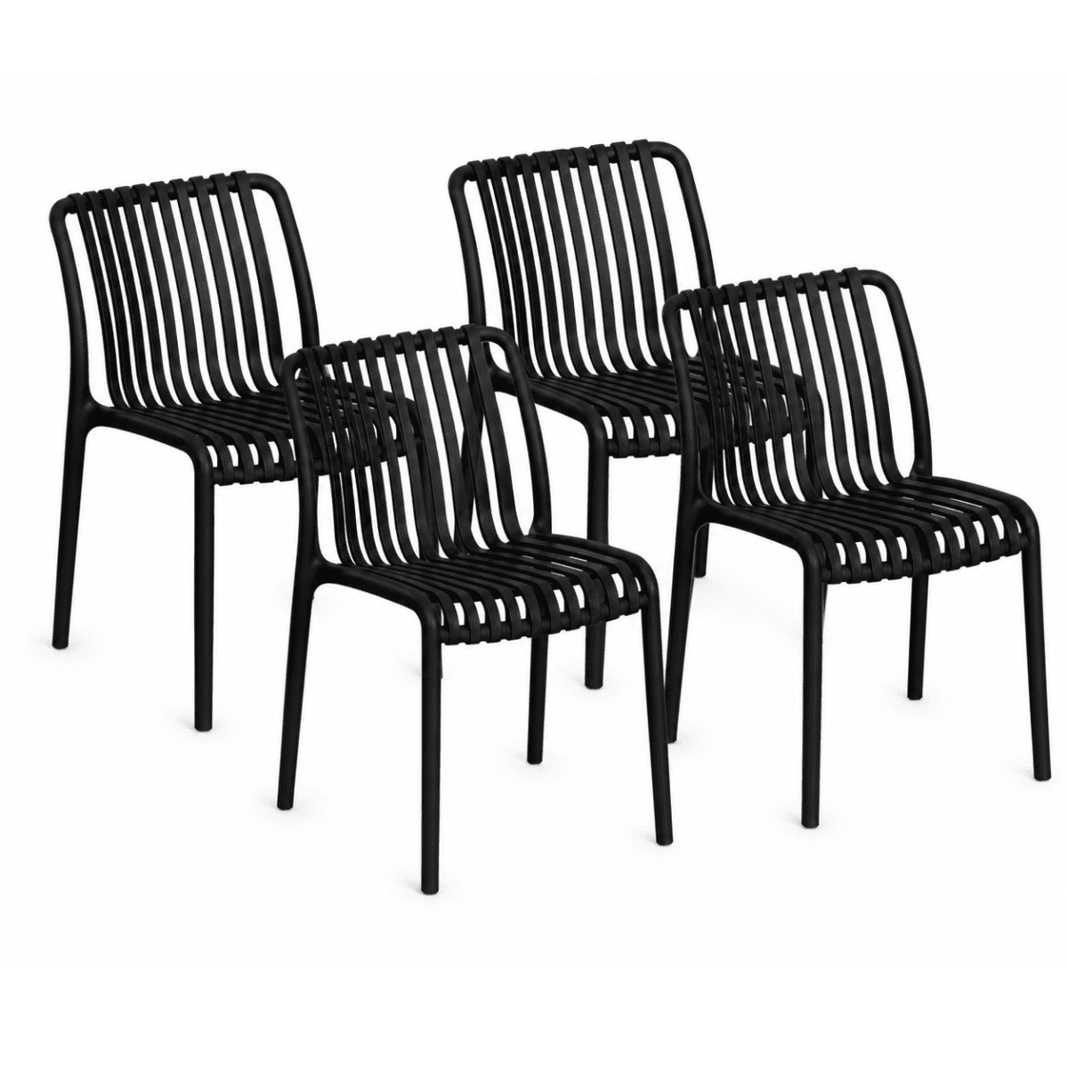 Moboi - Pack 4 Sillas France Negra De Polipropileno Para Comedor O Terraza