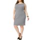thumbnail image 4 of Agnes Orinda Vestido de Talla Grande para Mujer, Estilo Escolar Universitario, Sin Mangas, Cuello de Barco, Casual, Recto, Lápiz, para Trabajo, 2X Gris, 4 of 6