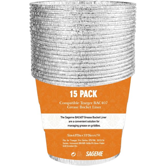 Forros para cubeta de grasa Sageme BAC407 para Traeger 20, 22 y 34
