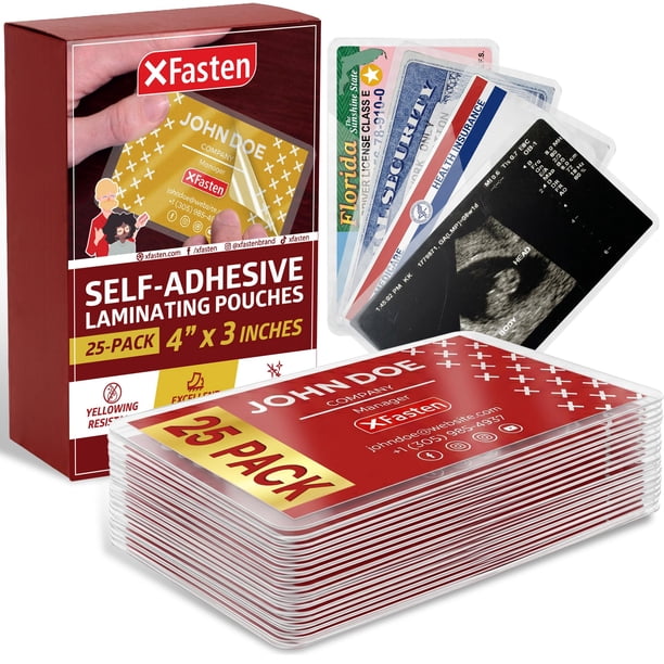 Fundas laminadoras autoadhesivas XFasten para tarjetas de presentación - paquete de 25