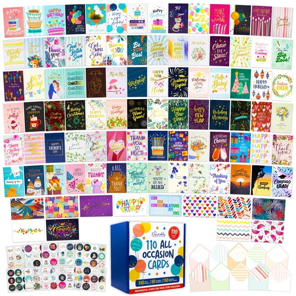 Tarjetas De Felicitación Decorably Paquete De 110 Unidades 13 X 18 Cm Lámina Dorada