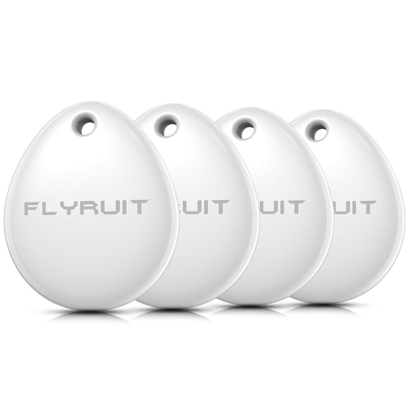 Paquete de 4 etiquetas rastreadoras FLYRUIT Air Tracker Tags compatibles con Apple MFi y Bluetooth para iOS