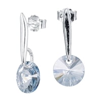 Joyas Montero - Aros Punto De Luz Plata Italiana 925 Y Cristal Genuino Blue Shade